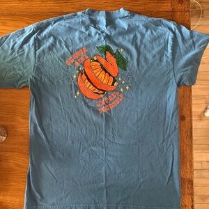 Blue Graphic T-Shirt with Orange Design